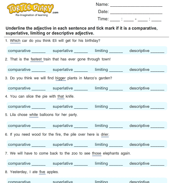 Adjectives Online Exercise For Grade 1 Worksheets On Adjectives Grade 2 I English Key2practice