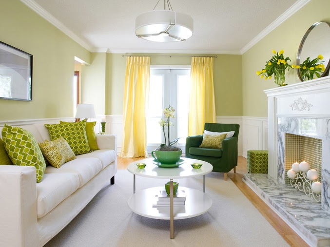 Green Cream And Brown Living Room