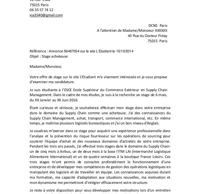 Lettre De Motivation Qualité  Employment Application