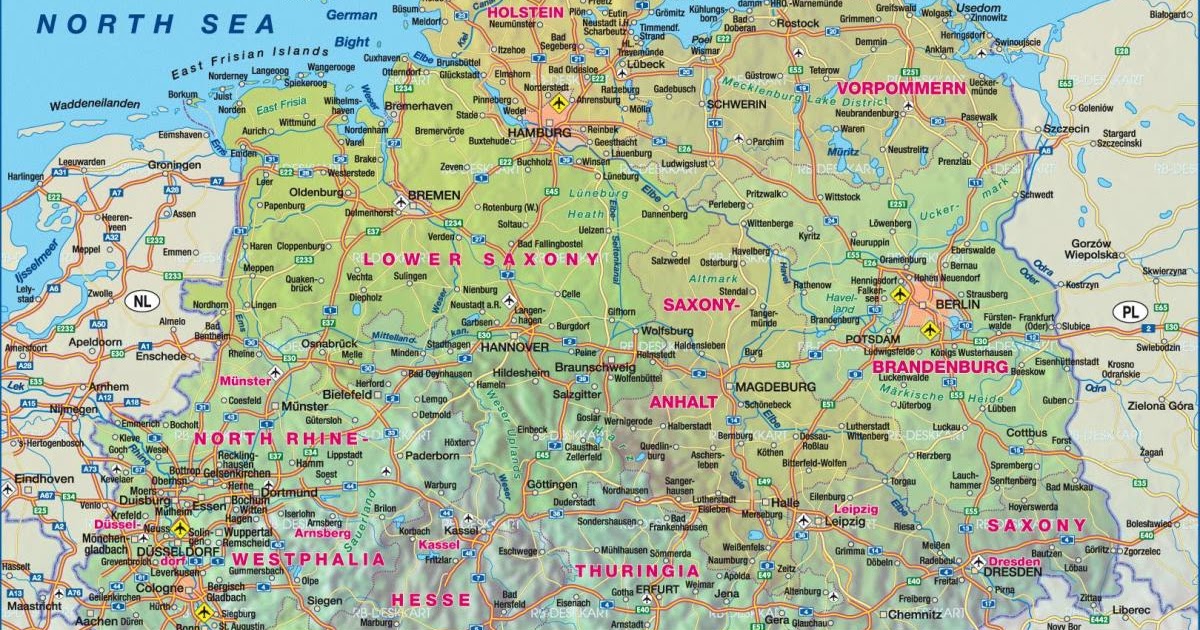 Karta Norra Tyskland | Karta Mellersta