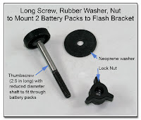 DF1044: Long Screw, Rubber Washer, and Nut to Mount 2 Battery Packs to Flash Bracket