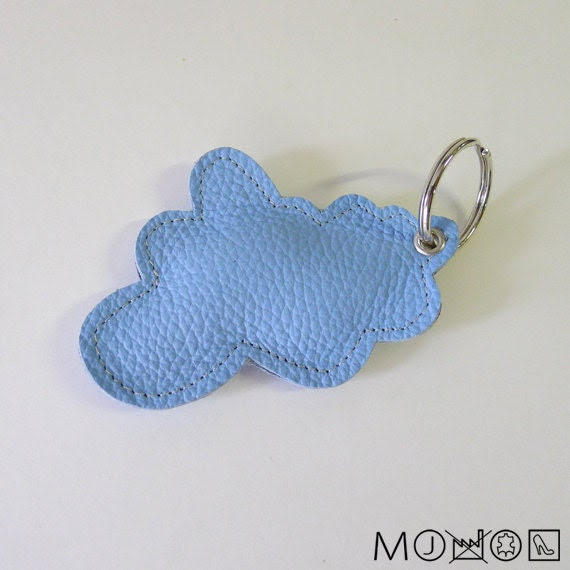 Leather keychain cloud - light blue - MariekeJacobs Leather keychain cloud - light blue - MariekeJacobs
