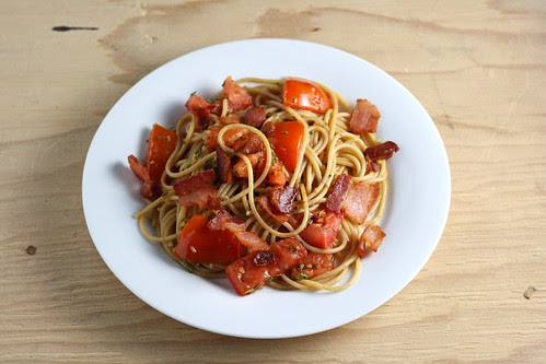 Pasta with Bacon, Rosemary, and Tomatoes