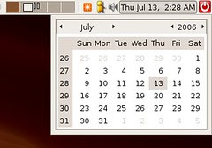 Ubuntu's clock's calendar
