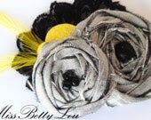 Romantic Gray, Yellow and Black Lace Hair Clip