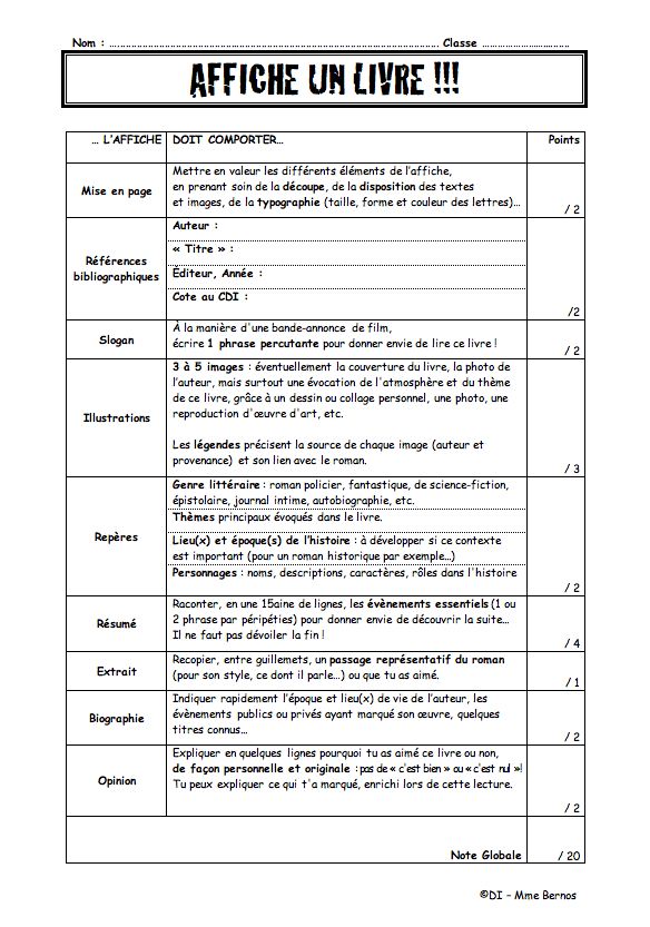 Exemple De Fiche De Lecture Lycée  Le Meilleur Exemple