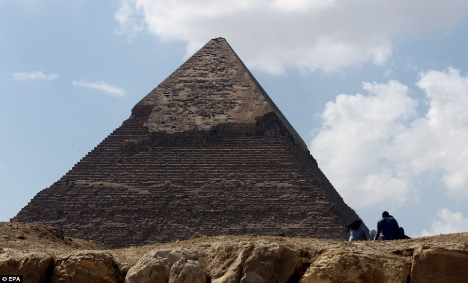Back open for business: A general view of the Pyramid of Chefren, built as a tomb for the pharaoh Khafre, which has been reopened to the public after a programme of restoration