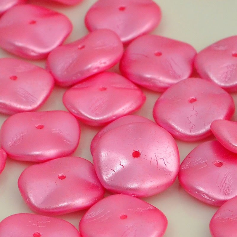 27800957-44s8 Shaped Glass - 12 mm Ripple Beads - Pearl Pastel Baby Pink (strand)