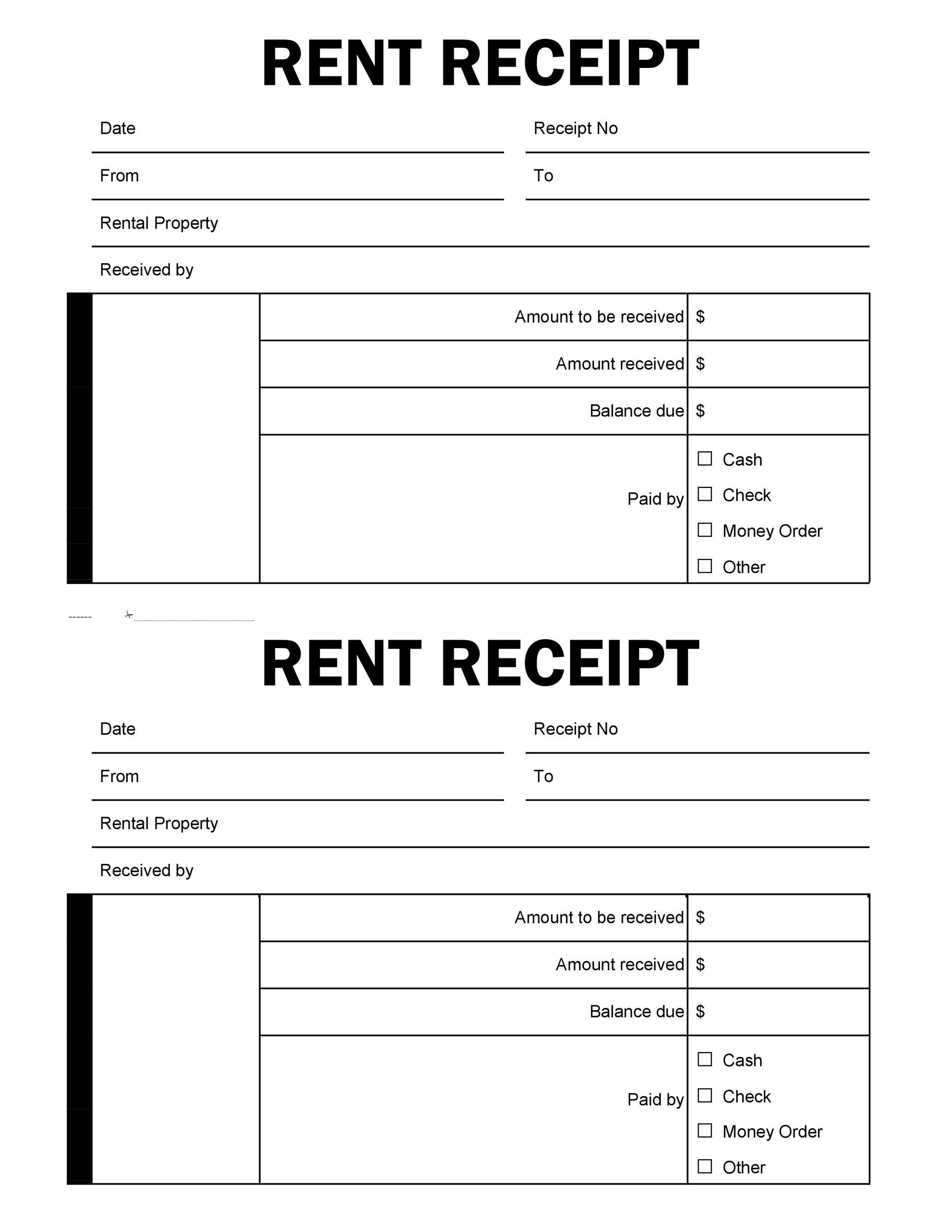 Free Rent Receipt Template Pdf Download