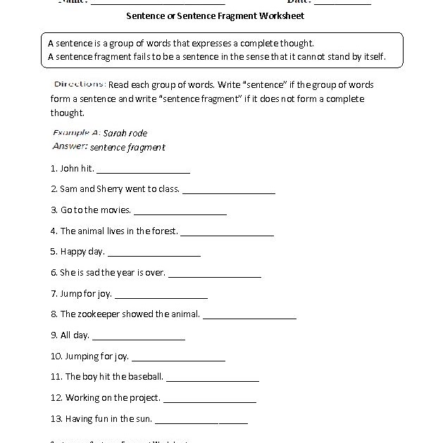 25 Sentence Fragments Worksheet Answers - Notutahituq Worksheet Information