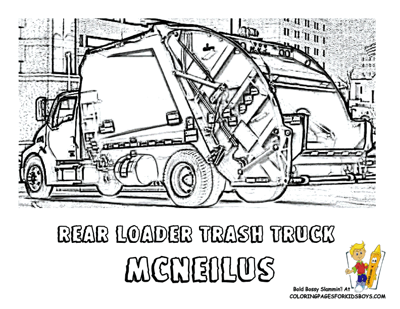 Printable Coloring Pages For Kids Trucks Drawing With Crayons