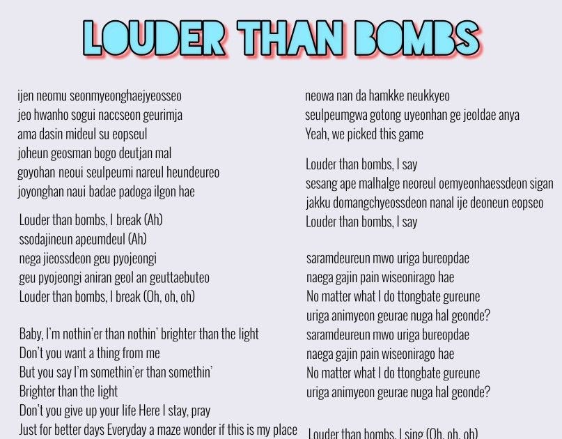 Bts Lyrics Louder Than Bombs - BTSCROT