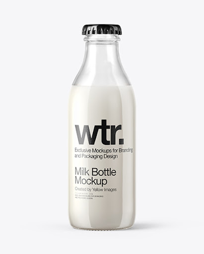 Download Free 180ml Clear Glass Milk Bottle Mockup Yellowimages Mockups