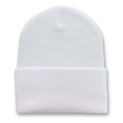 Beanie Hat Grand Sales: Plain Blank Long Beanie Cap Hat - White
