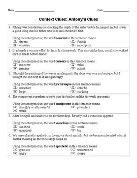 Context Clues Worksheets Pdf 3rd Grade