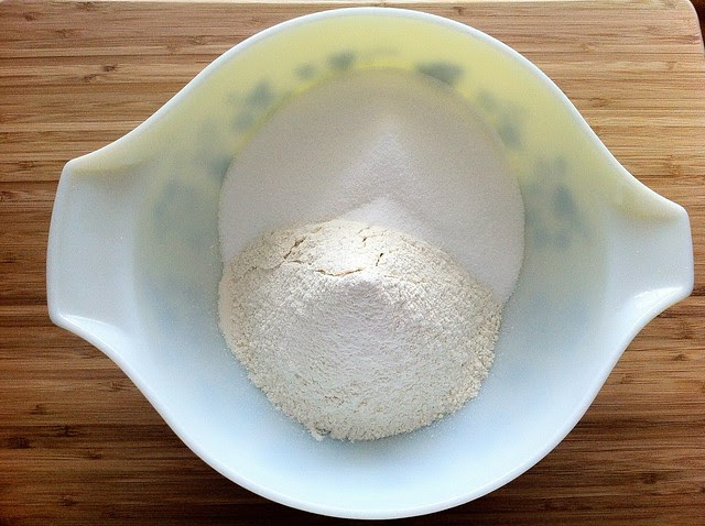 Flour, Leveners and Sugar in Mixing Bowl