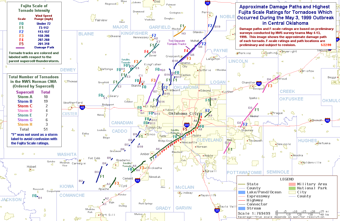 Oklahoma Tornado Path Map