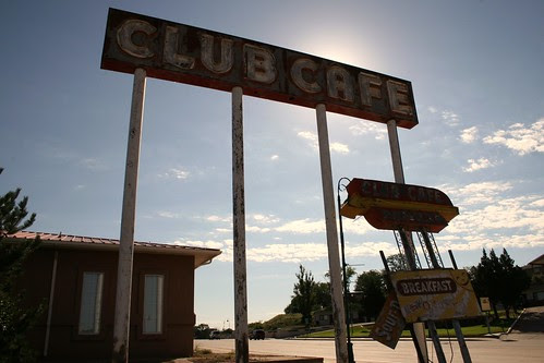 leaning club café signage