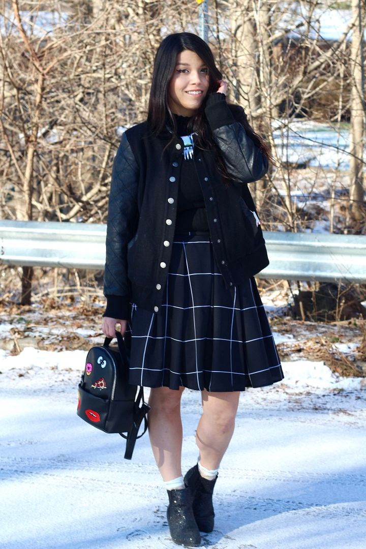 windowpane check print crepe skirt eshakti