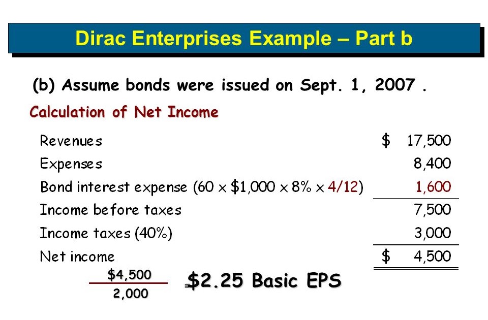 Calculating Earnings Per Share Example slideshare