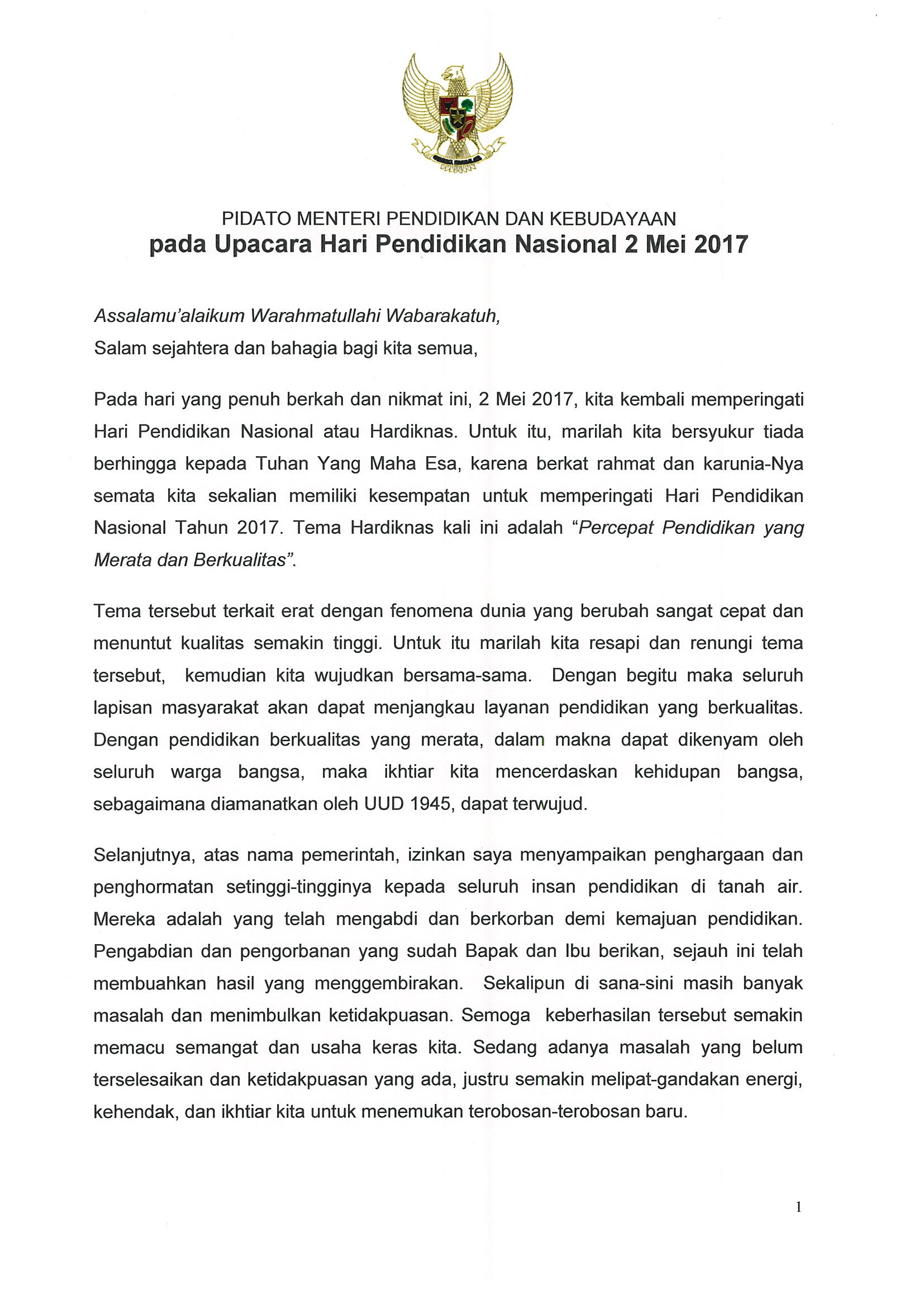 Contoh Pidato Resmi Dunia Belajar