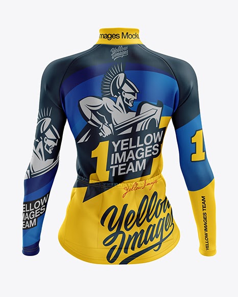 Download Womens Cycling Thermal Jersey LS mockup Back View (PSD ...