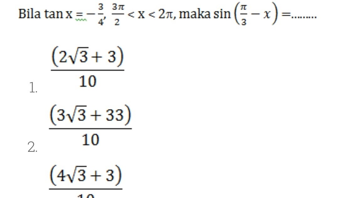 Contoh Soal Dan Jawaban Trigonometri Kelas 10
