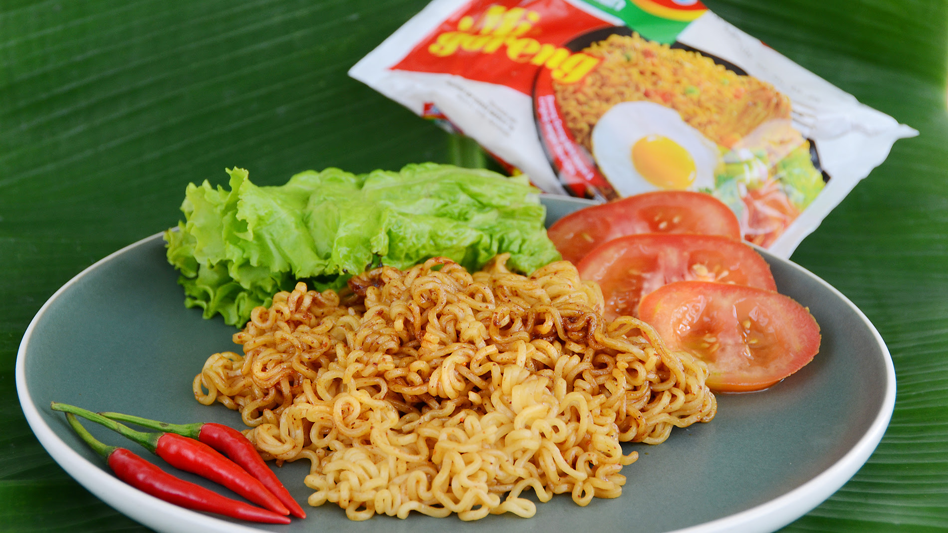 Delicious Indomie Food - Noodle Top View Indomie Kuah Delicious Stock