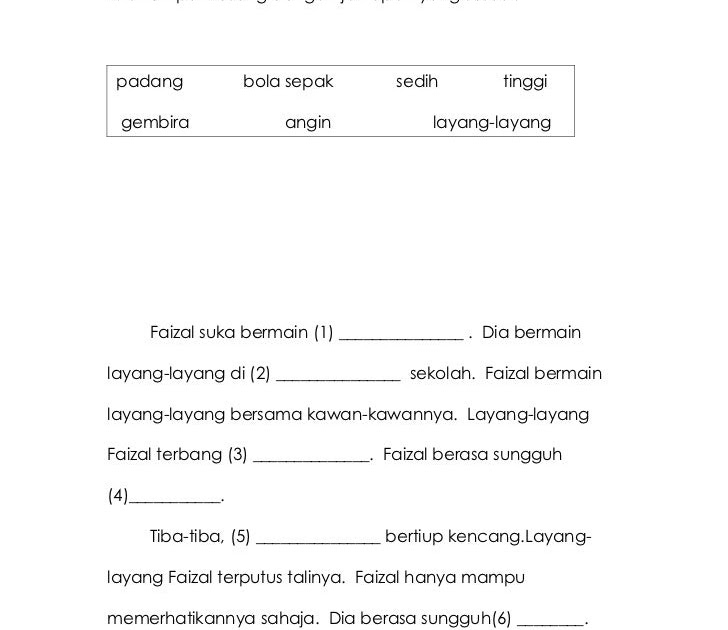 Isi Tempat Kosong Dengan Jawapan Yang Paling Sesuai 