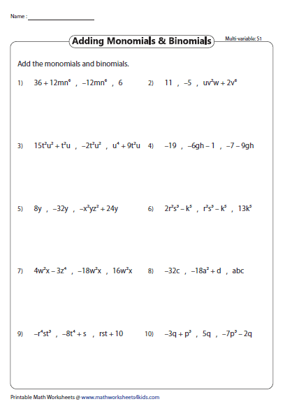 answer multiplying monomials worksheet worksheet