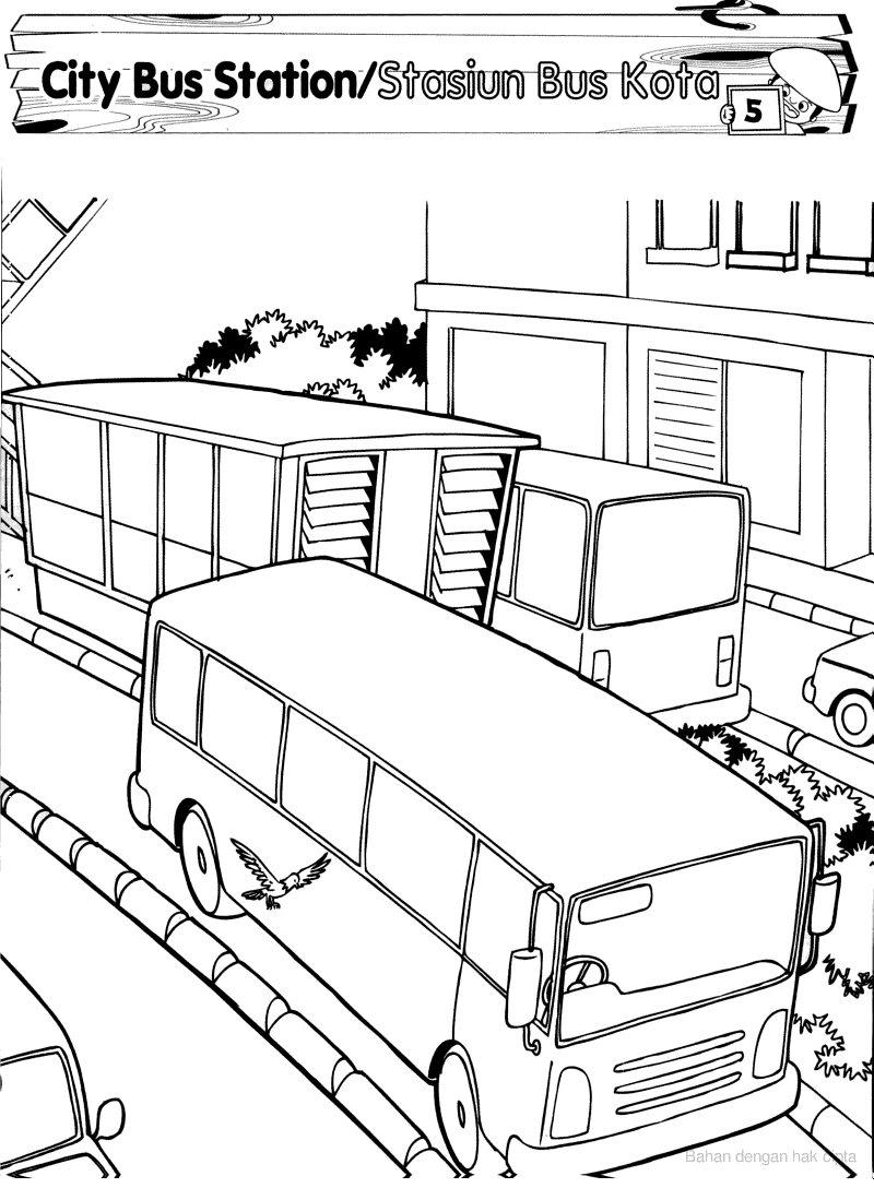 Berlatih mewarnai gambar Mewarnai Gambar Terminal Bus