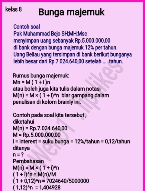 17+ Contoh Soal Bunga Majemuk - Kumpulan Contoh Soal