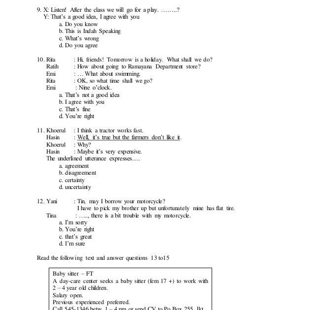 Contoh Soal Agreement