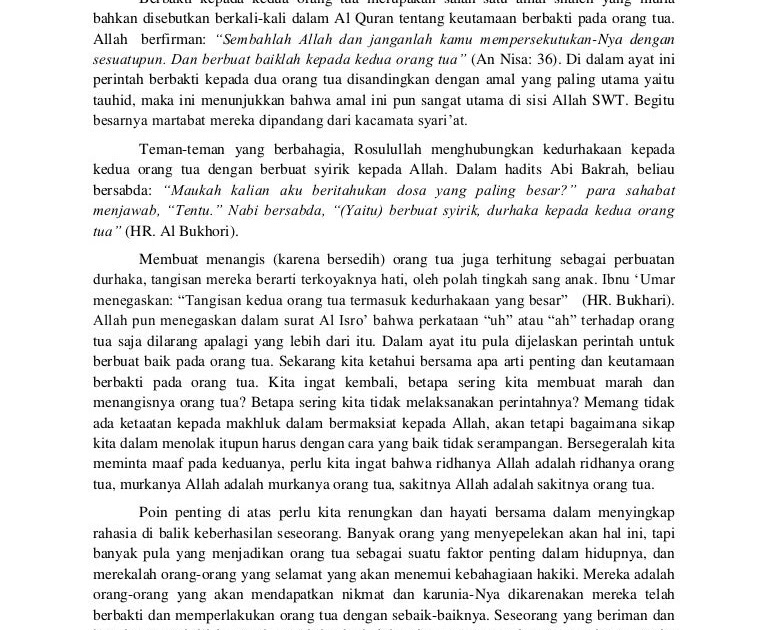 Contoh Teks Ceramah Tentang Berbakti Kepada Kedua Orang