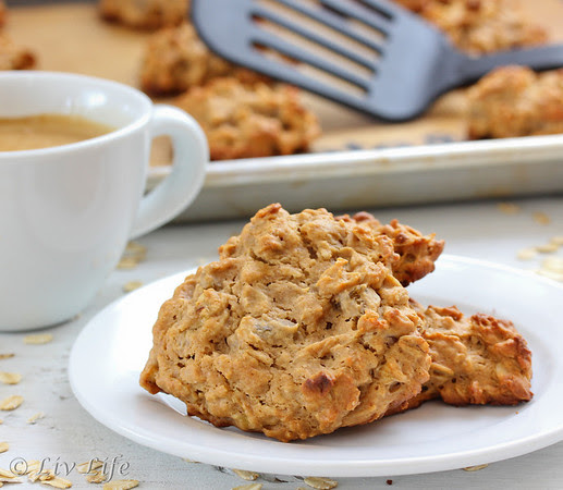 Peanut Butter cookies on a plate with coffee in back ground, 