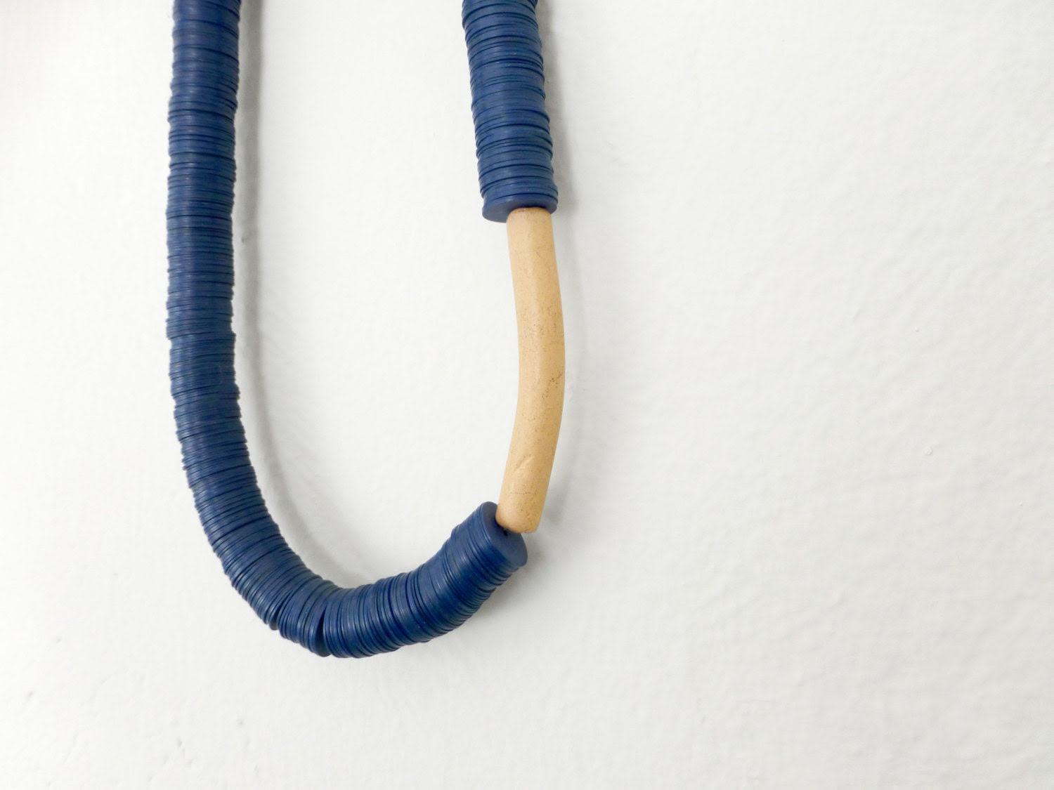 geometric tube necklace - dark blue and apricot - contemporary jewelry - pergamondo geometric tube necklace - dark blue and apricot - contemporary jewelry - pergamondo
