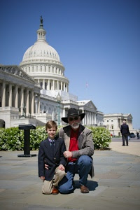 Declan Gregg of Children 4 Horses and R.T. Fitch of Wild Horse Freedom Federation speaking in Washington D.C. ~ photo by Terry Fitch