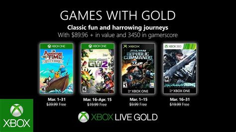 xbox games  gold march  include pvz gw