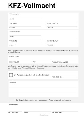 Vollmacht Auto Abmelden Vorlage - Vollmacht Auto Ummelden Vorlage