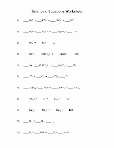 Balancing Equation Practice Worksheet Answers / Redox Reactions