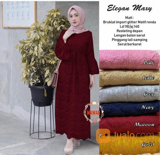 Model Baju Kondangan Lengan Balon Modern Harga Gamis Lengan Panjang