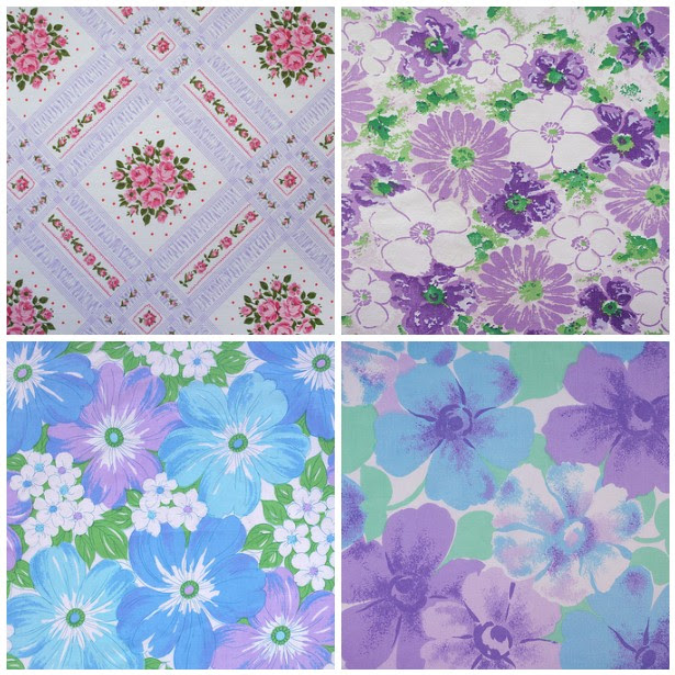 retro multicolored floral: purples, blues, greens & pink