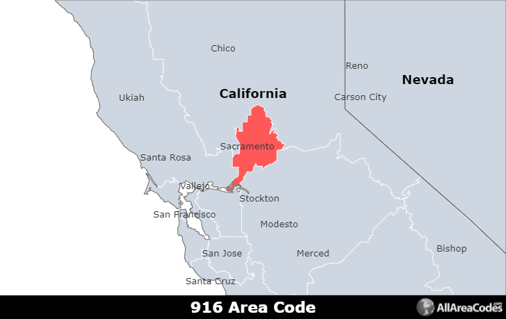 916 Area Code Map
