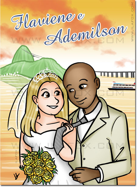 Convite em quadrinhos, convite personalizado, convite história casal, by ila fox
