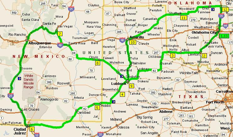 Road Map Of Texas And New Mexico - World Of Light Map
