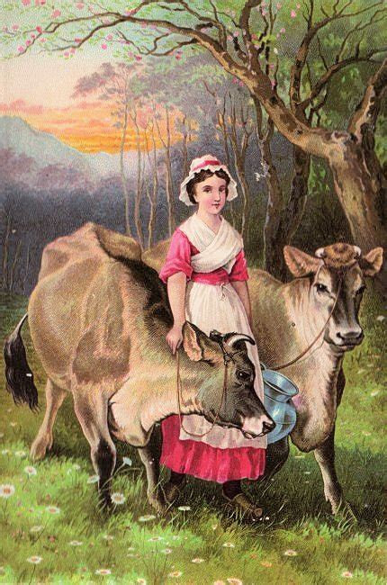 Pretty Dairy Maid with Cows The Graphics Fairy Pretty Dairy Maid with Cows The Graphics Fairy