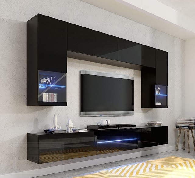 Wohnwand Modern Design Led : Moderne Wohnwand mit LED Beleuchtung - 55 Ideen