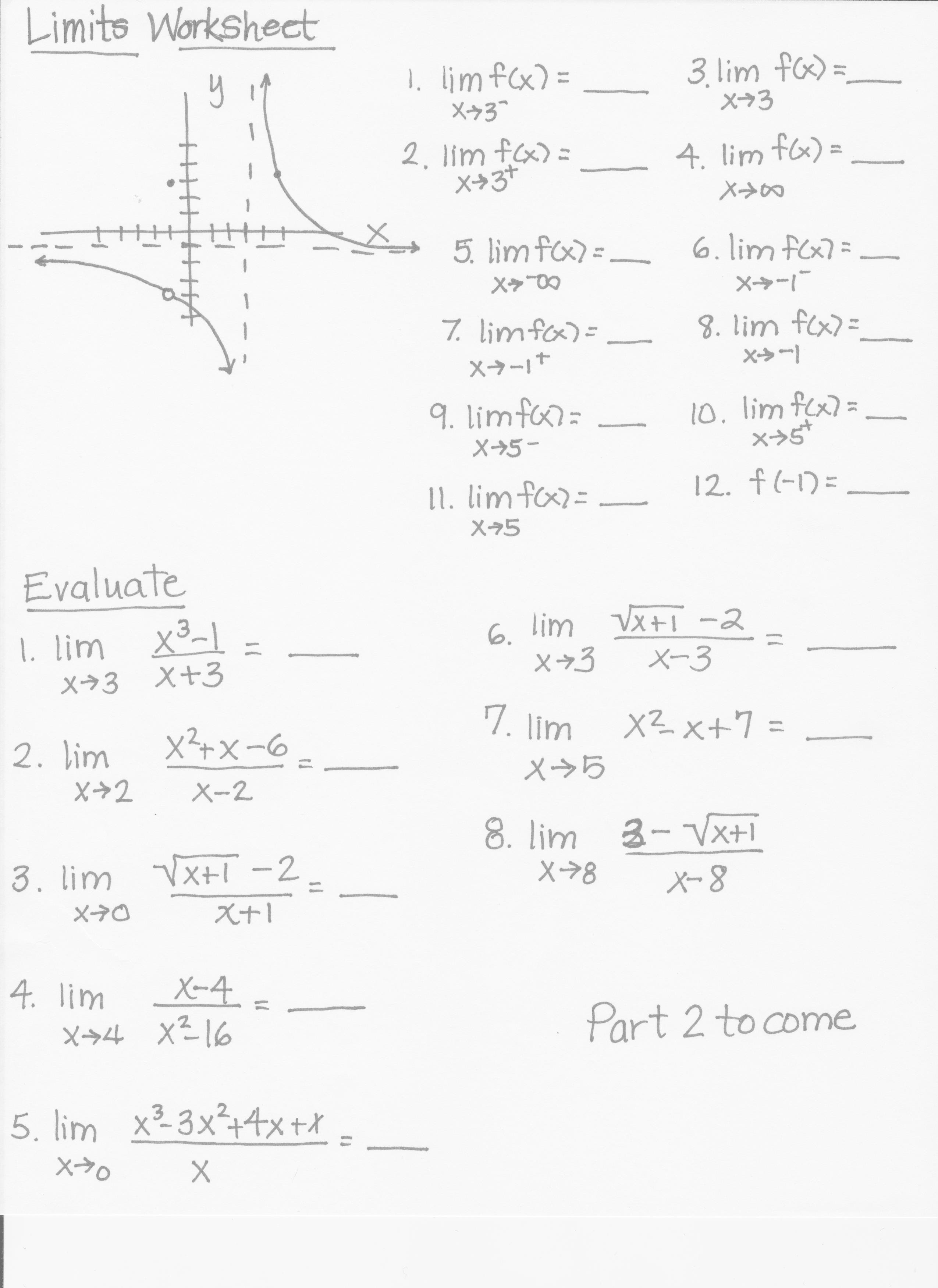 Free Printable Precalculus Worksheets