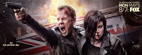 Jack Bauer (Kiefer Sutherland) and Chloe O'Brian (Mary Lynn Rajskub) are back to fight terrorists in 24: LIVE ANOTHER DAY. Jack Bauer (Kiefer Sutherland) and Chloe O'Brian (Mary Lynn Rajskub) are back to fight terrorists in 24: LIVE ANOTHER DAY.