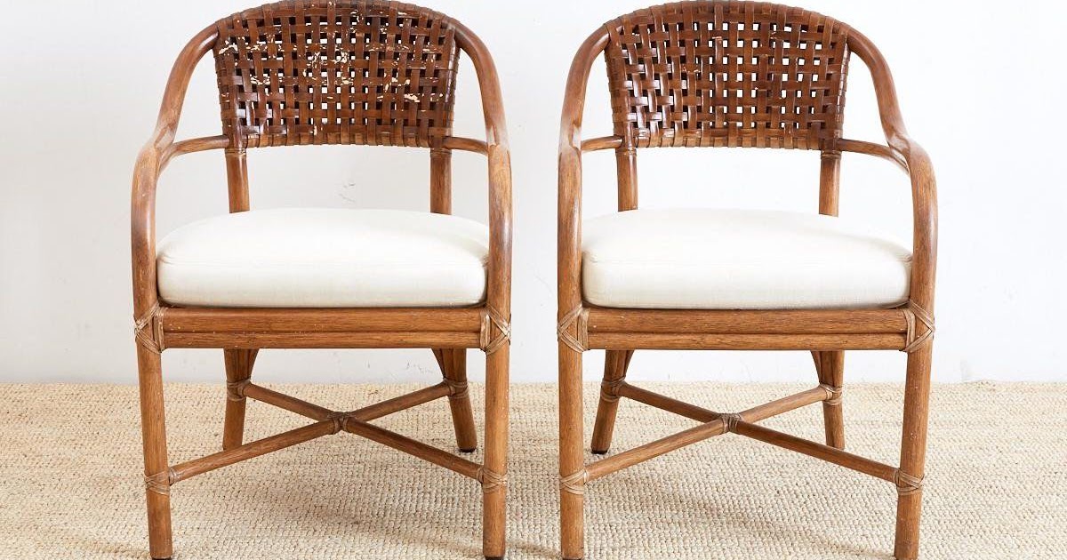 Woven Rattan Armchair Dining Slipcovers / Restored Mid-Century Hoop
